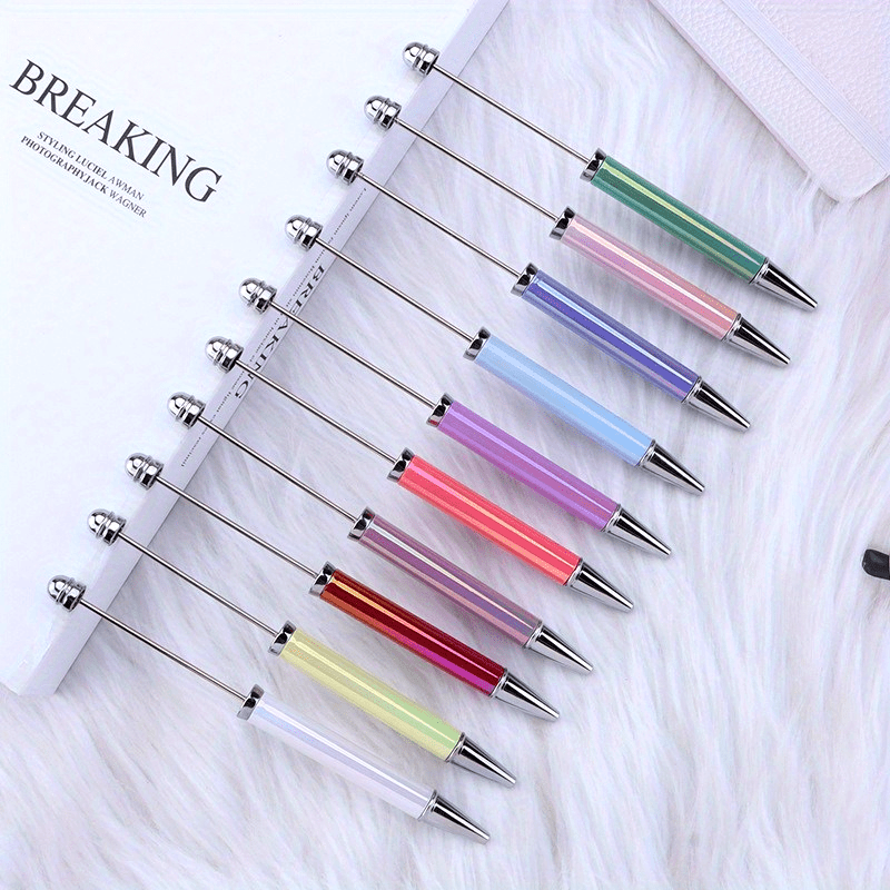 10pcs/ 20pcs new DIY bead pen UV plated seven color bead ballpoint pen personalized handmade bead gift pen