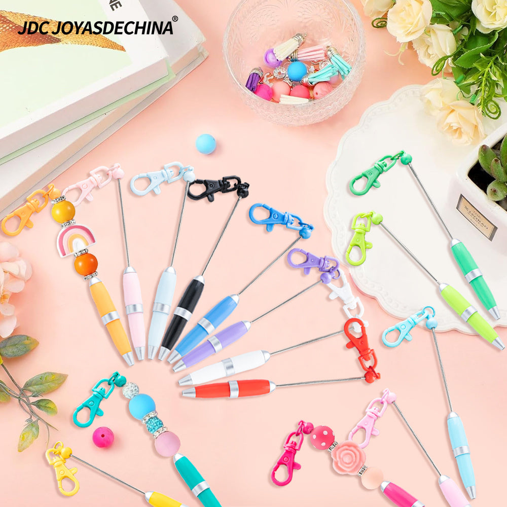15/30pcs Creative Keychain Bead Pen Short Portable Mini Pen Office Writing Gift Ballpoint Pen