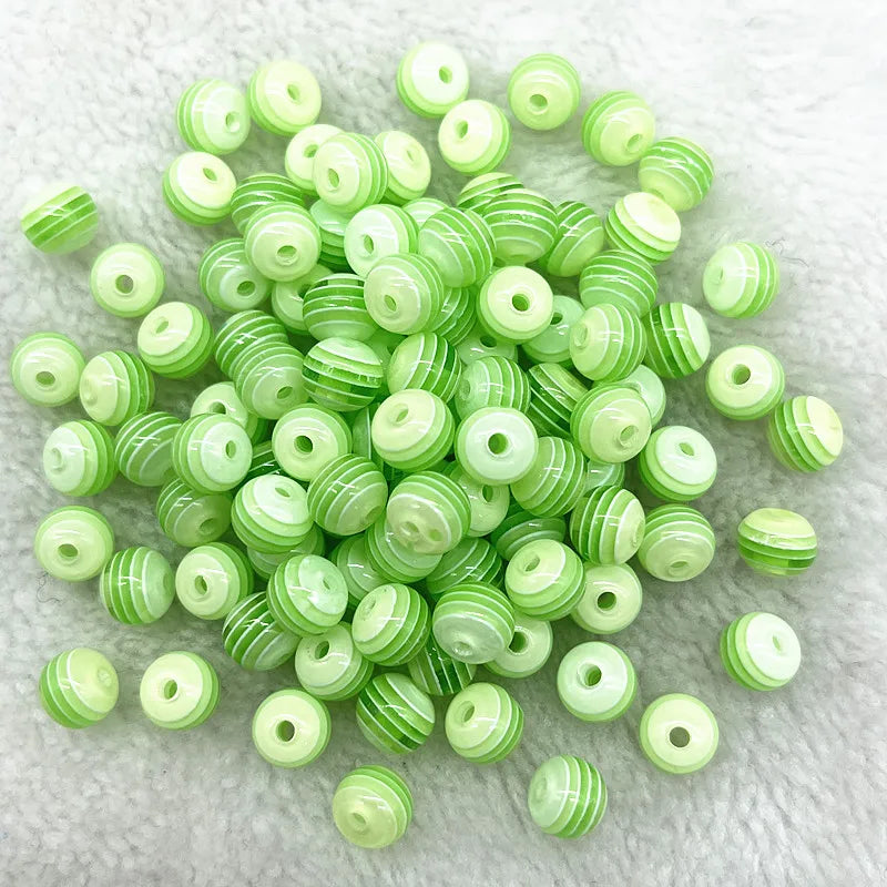 6mm 8mm Round Transparency Resin Beads Stripe Spacer Beads for Jewelry Making Children Handcraft Department DIY Accessories