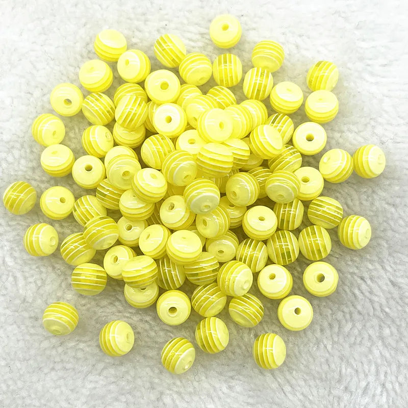 6mm 8mm Round Transparency Resin Beads Stripe Spacer Beads for Jewelry Making Children Handcraft Department DIY Accessories