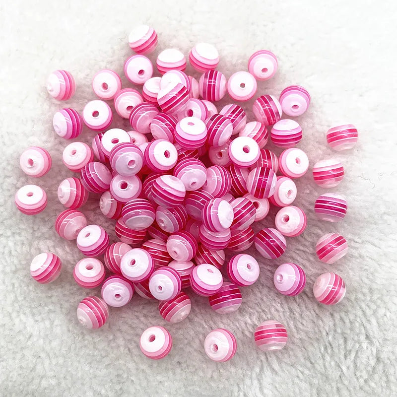 6mm 8mm Round Transparency Resin Beads Stripe Spacer Beads for Jewelry Making Children Handcraft Department DIY Accessories