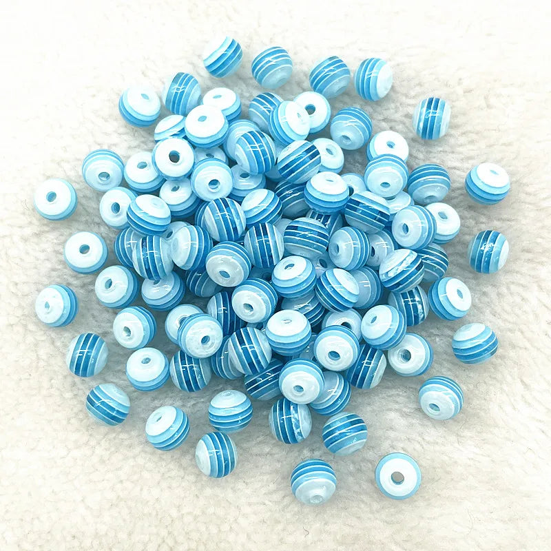 6mm 8mm Round Transparency Resin Beads Stripe Spacer Beads for Jewelry Making Children Handcraft Department DIY Accessories