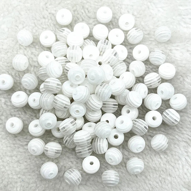 6mm 8mm Round Transparency Resin Beads Stripe Spacer Beads for Jewelry Making Children Handcraft Department DIY Accessories