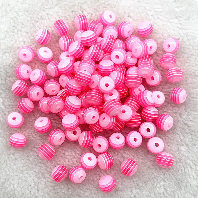 6mm 8mm Round Transparency Resin Beads Stripe Spacer Beads for Jewelry Making Children Handcraft Department DIY Accessories