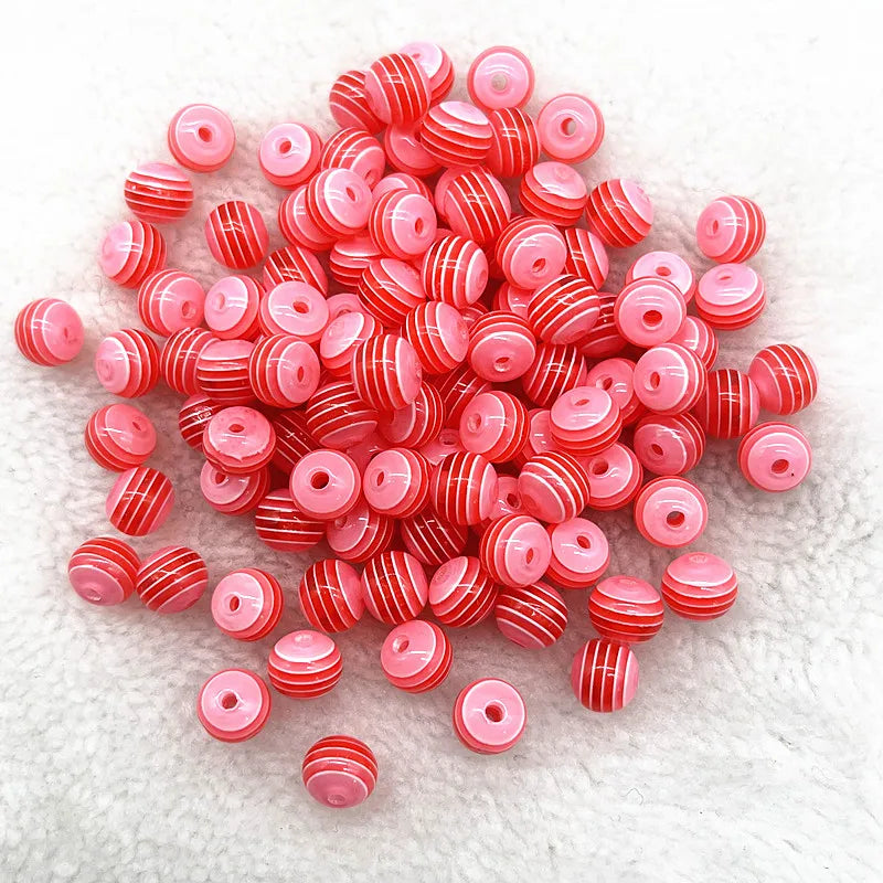 6mm 8mm Round Transparency Resin Beads Stripe Spacer Beads for Jewelry Making Children Handcraft Department DIY Accessories