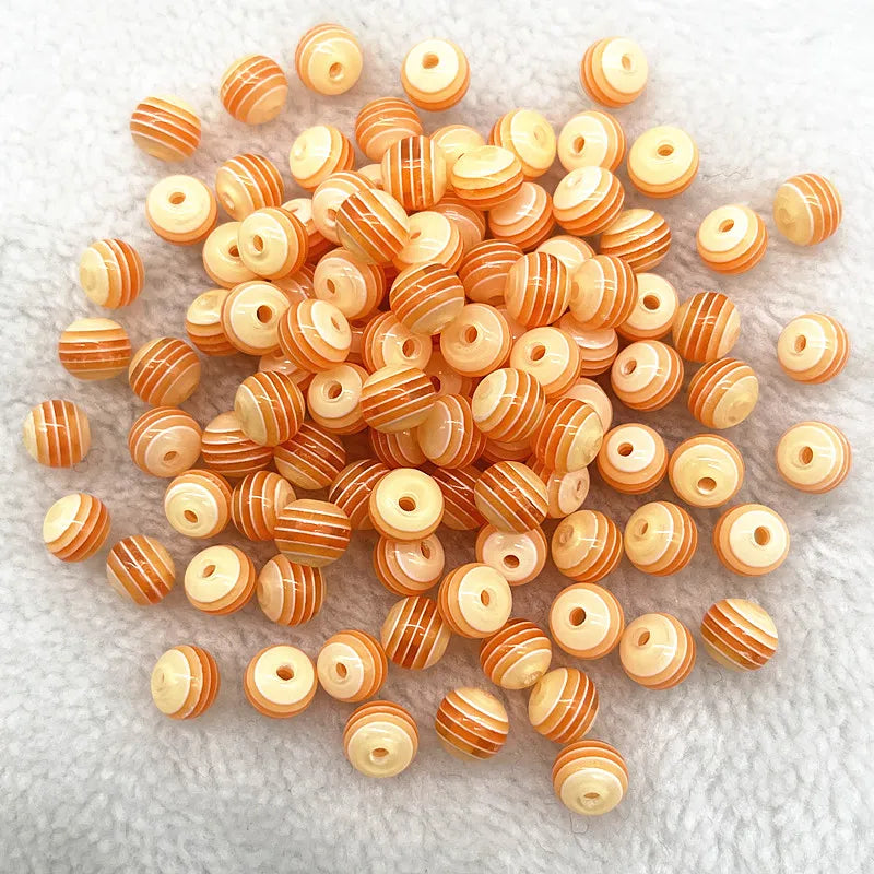 6mm 8mm Round Transparency Resin Beads Stripe Spacer Beads for Jewelry Making Children Handcraft Department DIY Accessories