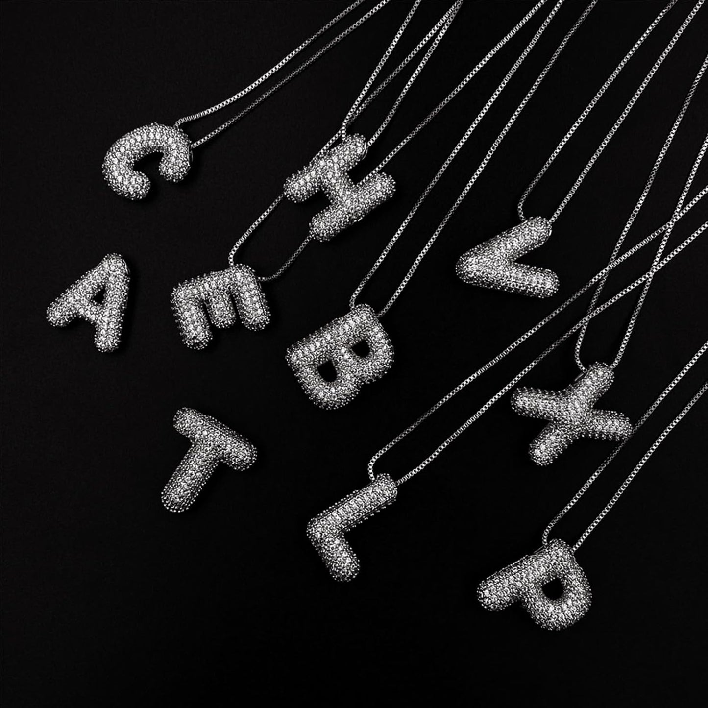 Bubble Letter Necklace Balloon Initial Necklaces for Women Dainty Alphabet Pendant 14K Gold Plated Puffy Name Personalized Jewelry