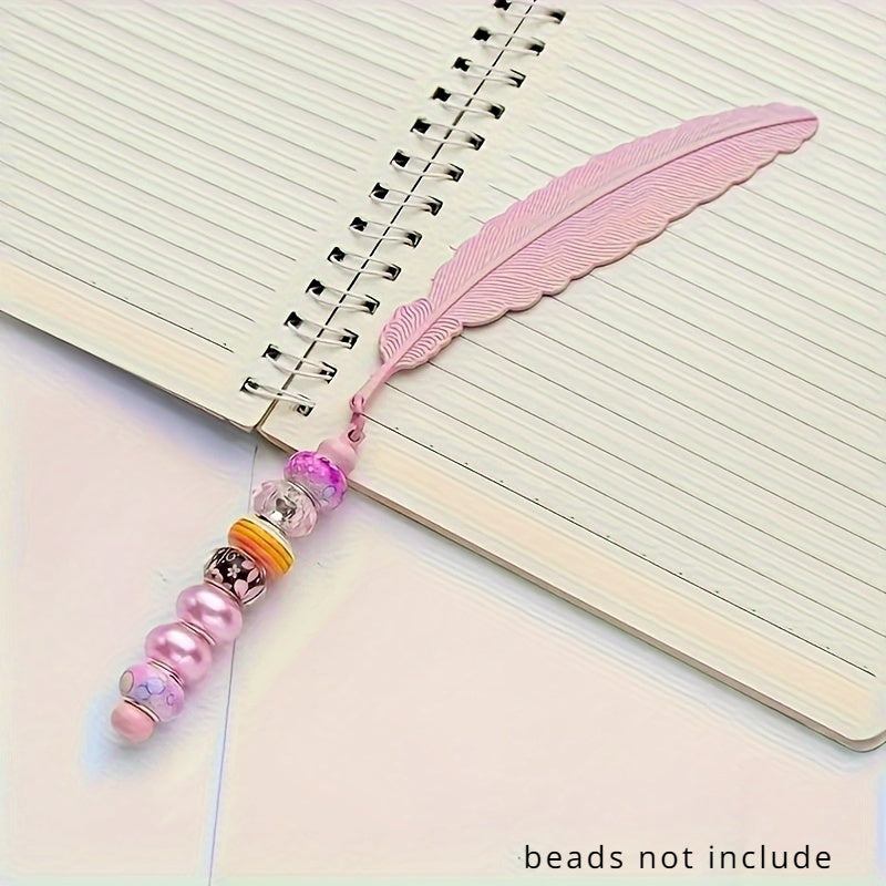 10pcs/ 20pcs Beaded Bookmark Colorful Feather Bookmark Creative DIY Kit for Beaded Gifts and Office Supplies