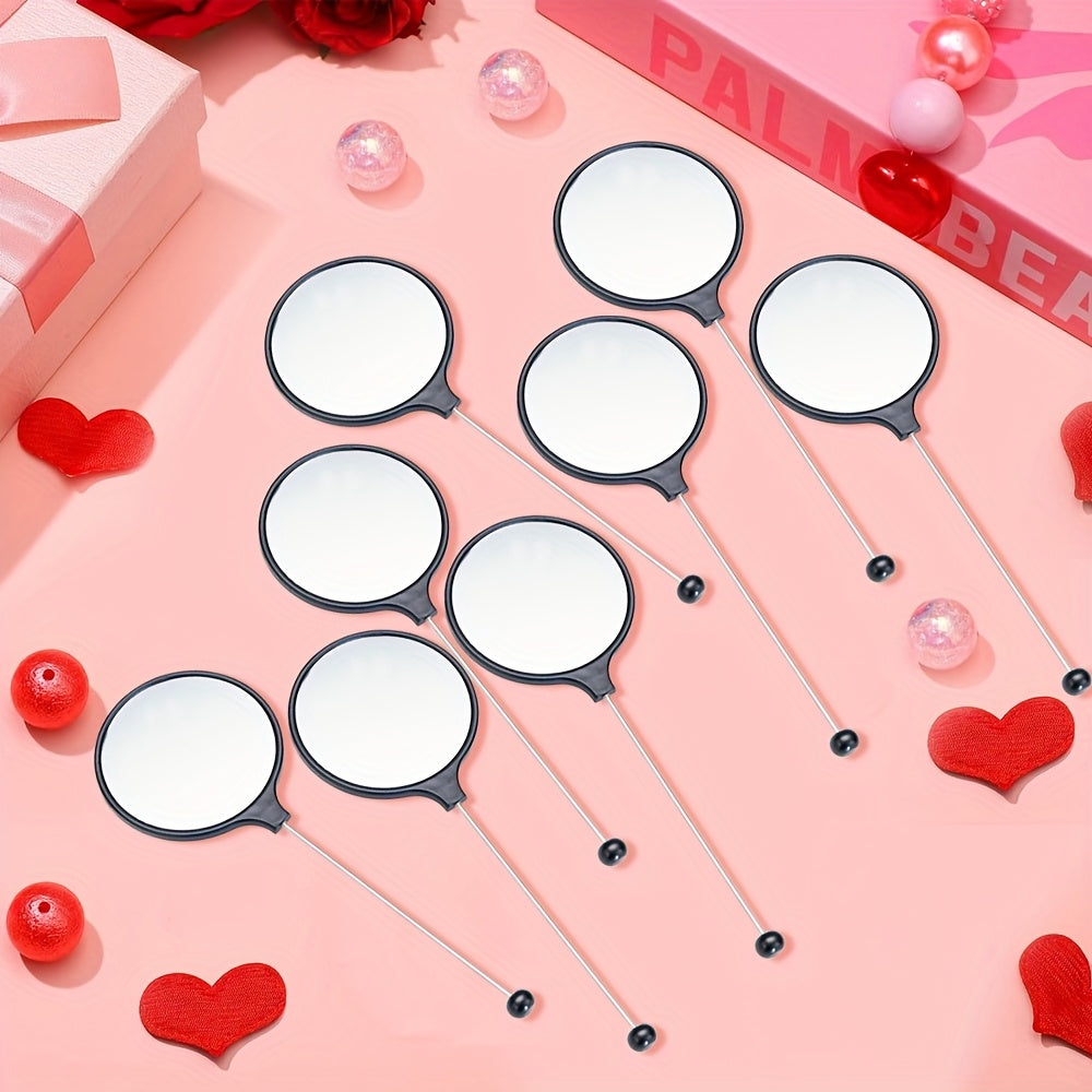 8pcs 16pcs Mother'S Day Handheld Round DIY Beadable Small Mirror Portable HD Mirror Handheld Mirror Female Specific Handle Makeup Mirror