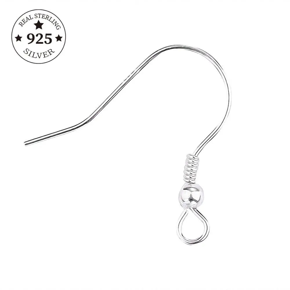 925 Sterling Silver 6Pcs 10-19mm Earring Findings Ear Clasps Hooks Fitting DIY Jewelry Making Accessories Hook Ear wire Supplies