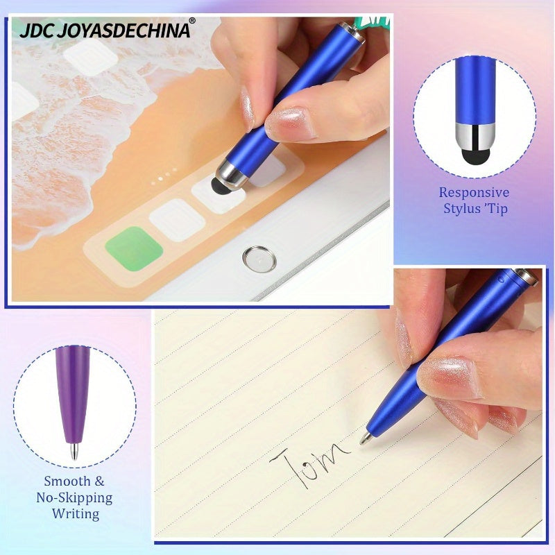 30pcs Beaded Pens with Stylus Tips Plastic Beaded DIY Stylus 2-in-1 for Rubber Touch Screen Handwriting Ballpoint Pen 1.0mm, Black Ink, Office Supplies (Colorful)