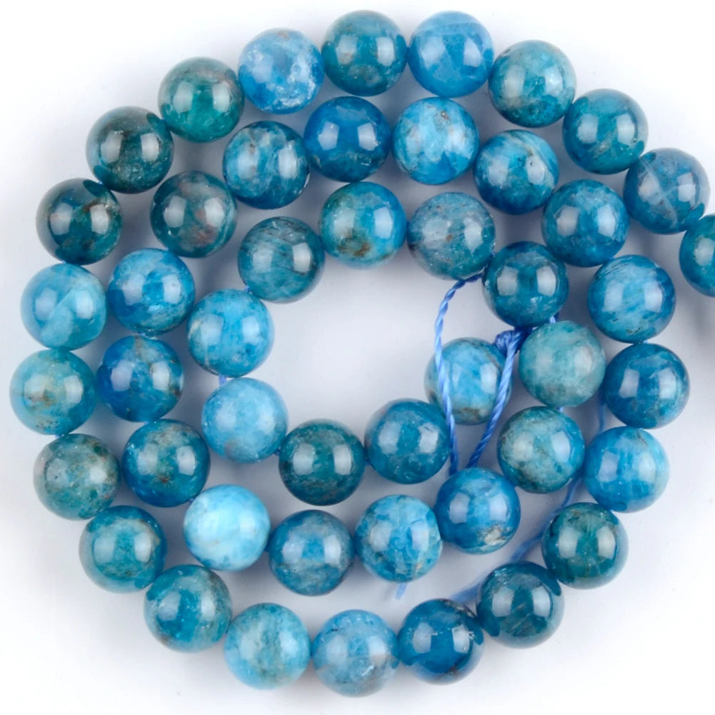 AAA Natural Gem Blue Apatite Beads 6 8 10 12mm Round Loose Spacer Stone Beads For Jewelry Making DIY Bracelet Charms Accessories