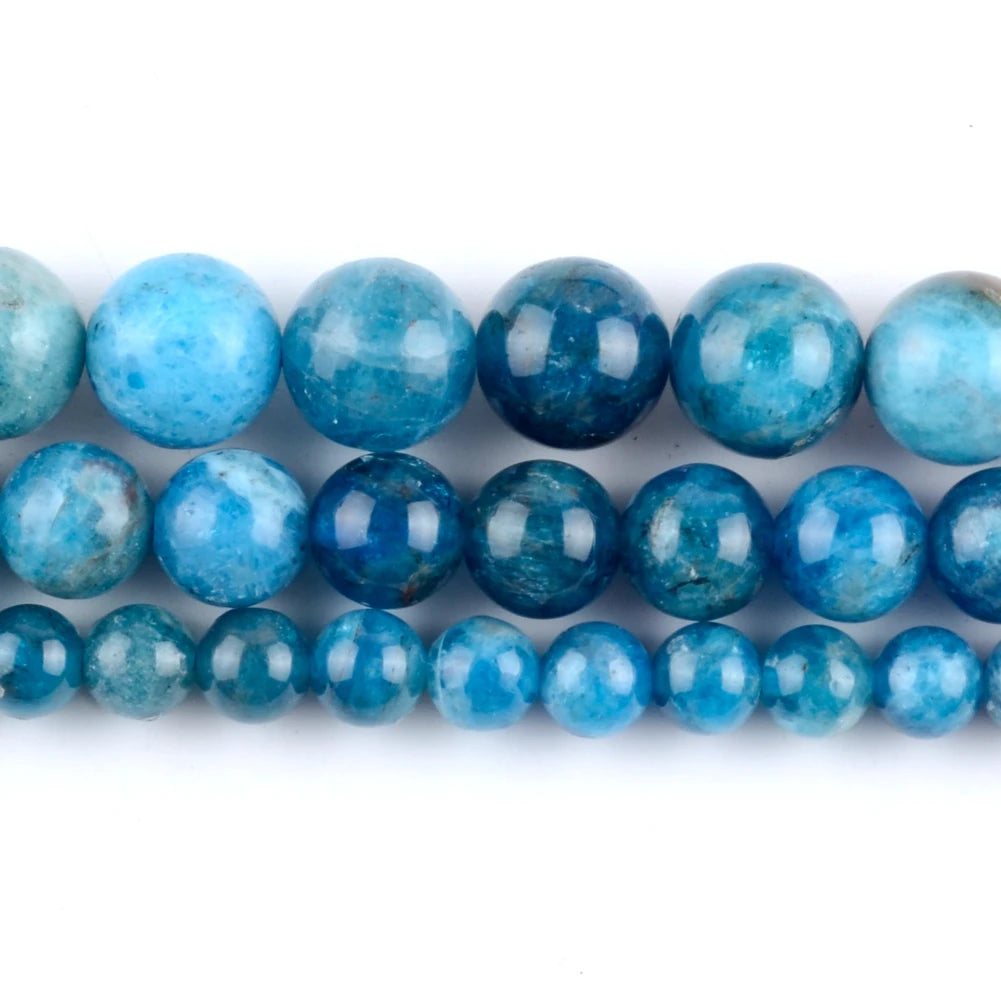 AAA Natural Gem Blue Apatite Beads 6 8 10 12mm Round Loose Spacer Stone Beads For Jewelry Making DIY Bracelet Charms Accessories