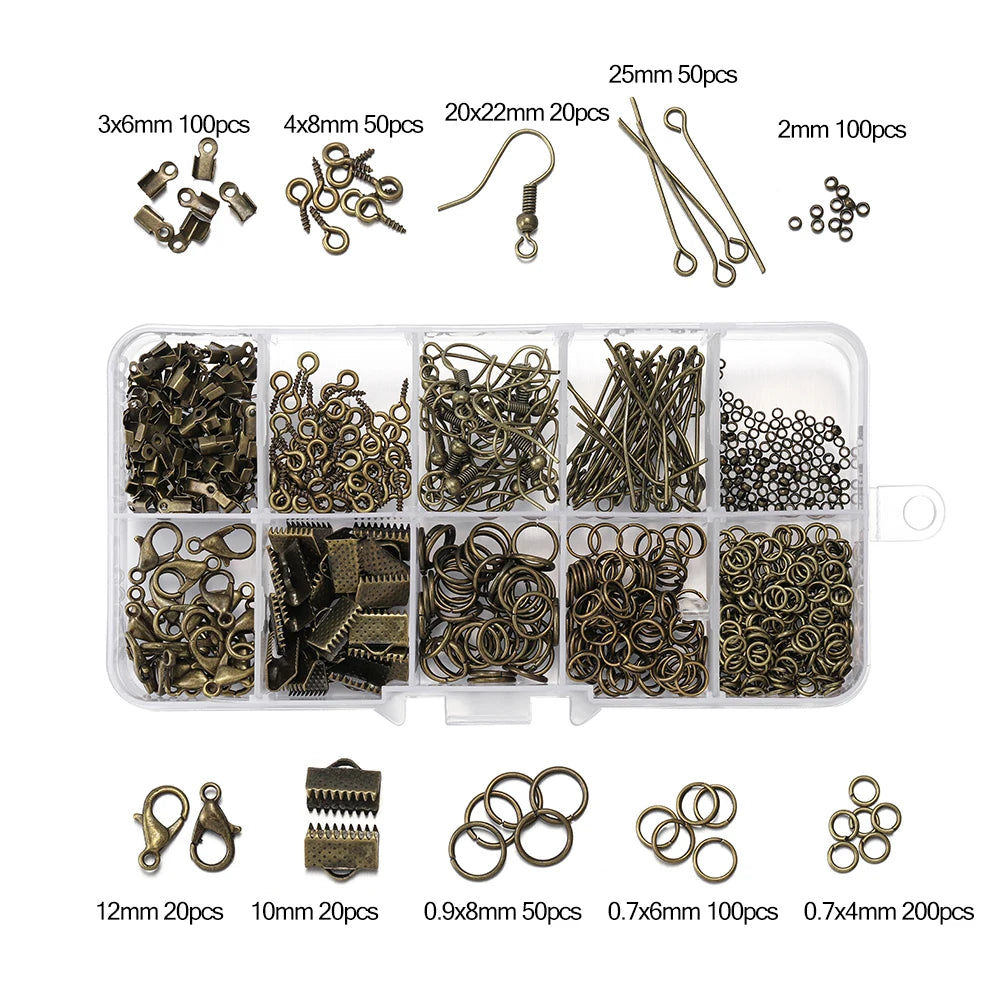 Alloy Accessories Jewelry Findings Set Repair Tools Lobster Clasp Open Jump Rings Earring Hooks for DIY Jewelry Making Supplies