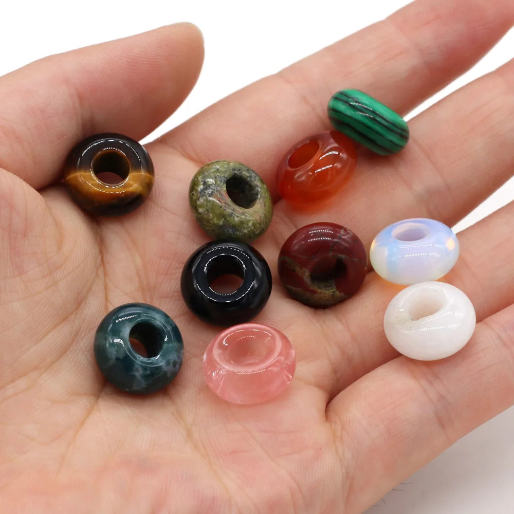 Beads Natural Agates Abacus Shape Big Hole Natural Semi-precious Stone Beads Size 7x14mm for Making Jewelry Necklace Hole 6mm