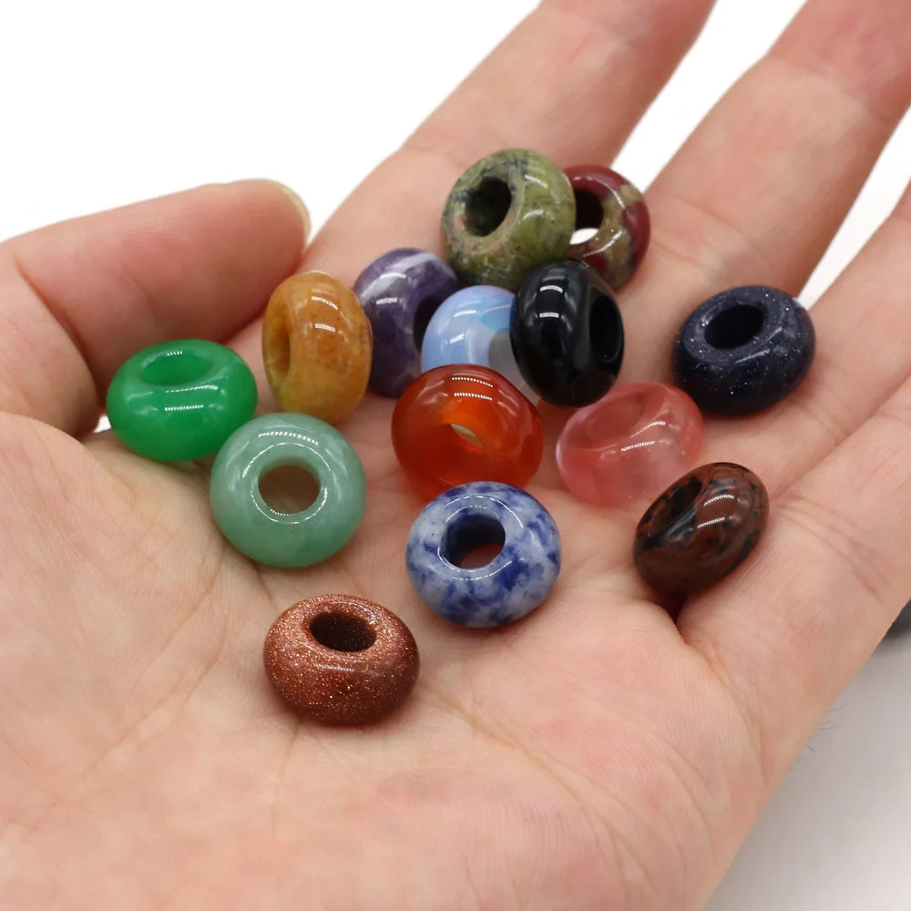 Beads Natural Agates Abacus Shape Big Hole Natural Semi-precious Stone Beads Size 7x14mm for Making Jewelry Necklace Hole 6mm