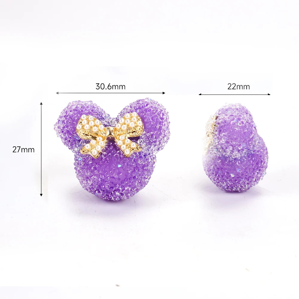 10pcs Bow Shaped Candy Mouse Beads Cute Dreamy DIY Bead Making Jewelry Keys Phone Chains Pens Decorative Earrings Necklace Accessories