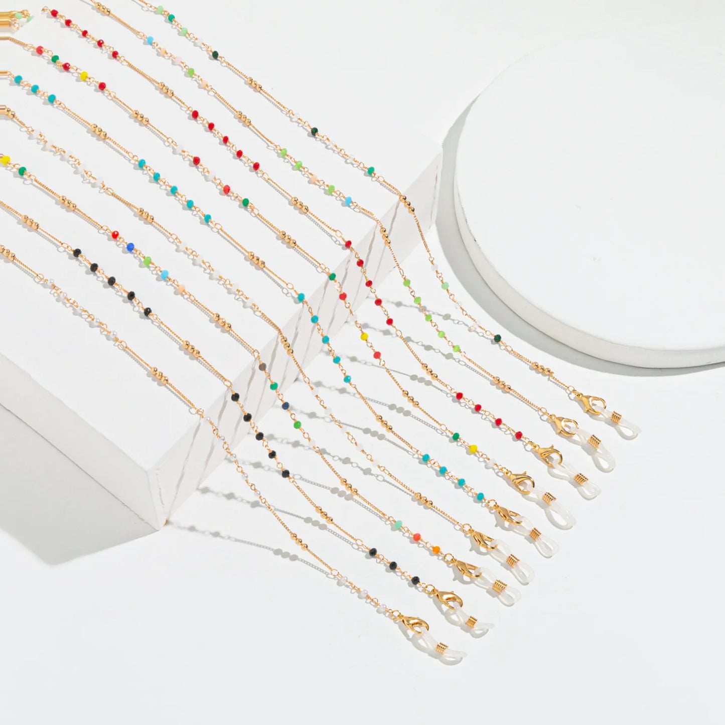 Colorful Metal Crystal Glasses Chain Fashion Women Non-Slip Eyeglasses Holder Cord Sunglass Accessories Face-Mask Lanyard Rope