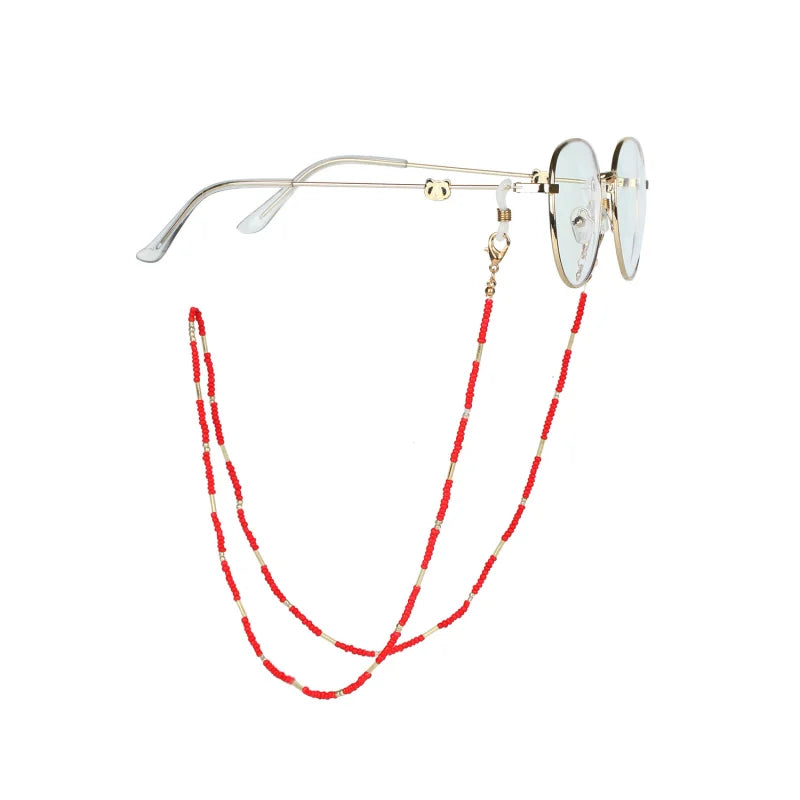 Colorful Rice Beaded Glasses Chains Women Face-Mask Strap Acrylic Sunglasses Lanyard Holder Cord For Handmade Eyeglass Necklace