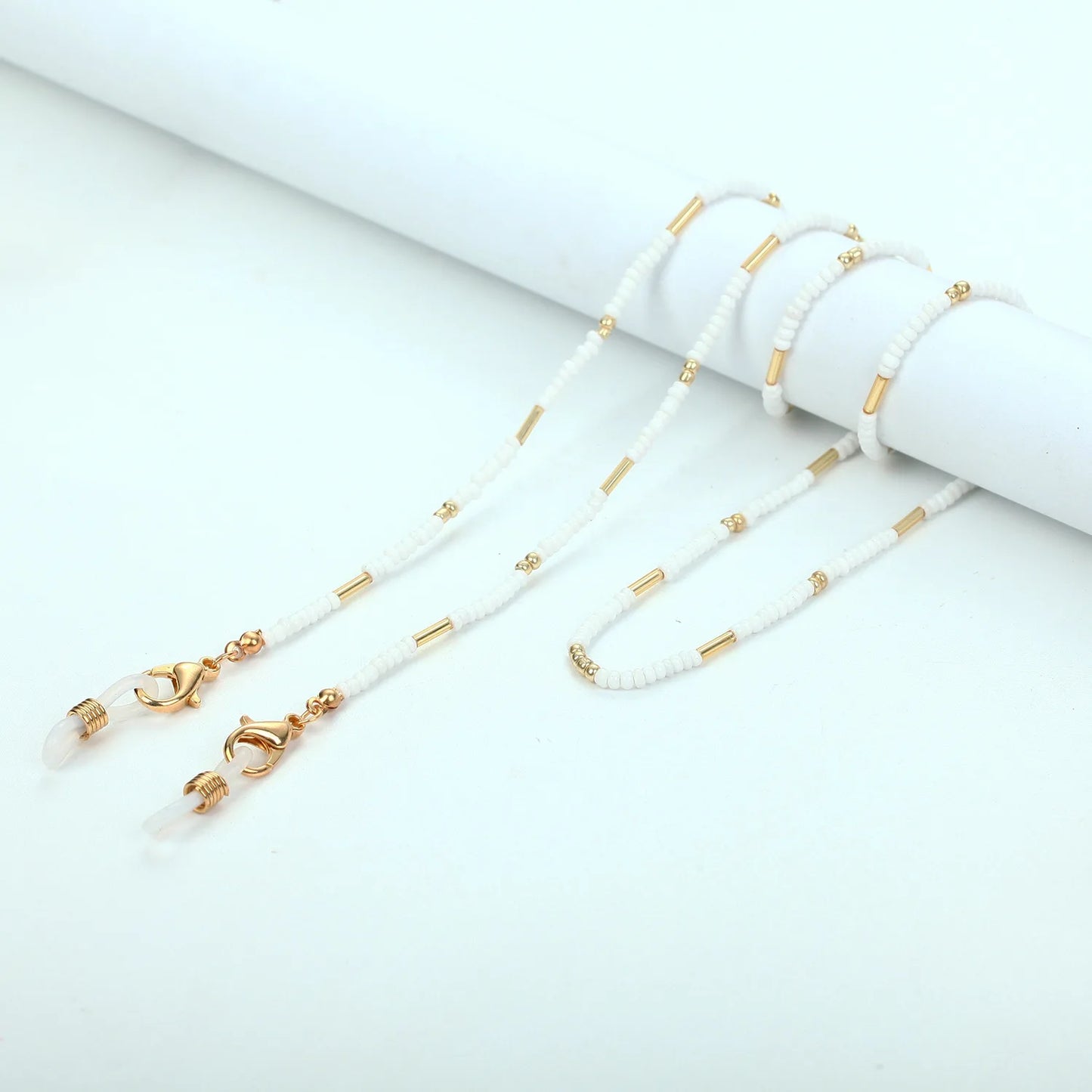 Colorful Rice Beaded Glasses Chains Women Face-Mask Strap Acrylic Sunglasses Lanyard Holder Cord For Handmade Eyeglass Necklace