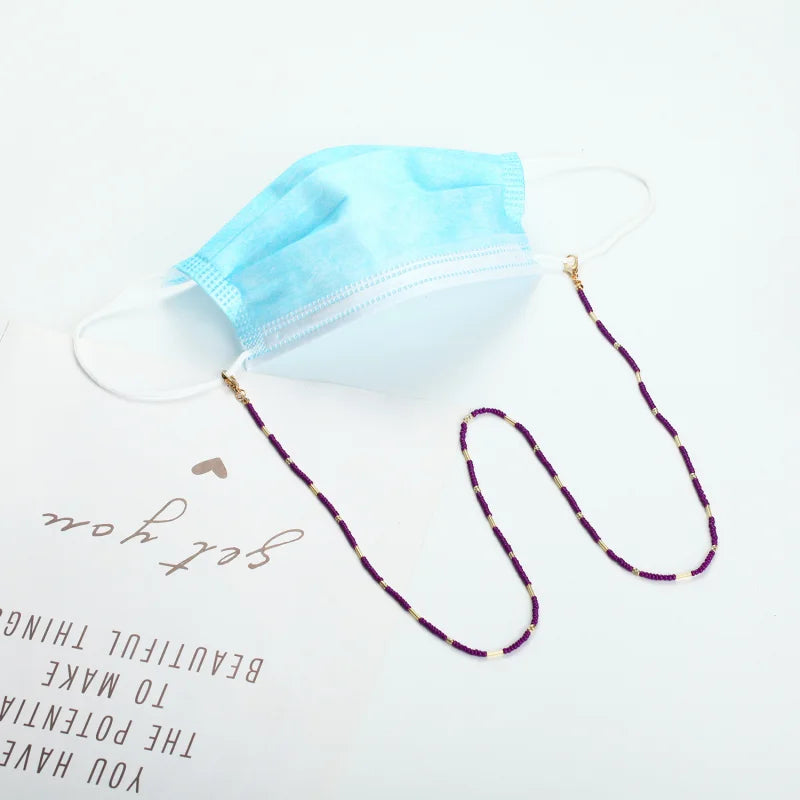 Colorful Rice Beaded Glasses Chains Women Face-Mask Strap Acrylic Sunglasses Lanyard Holder Cord For Handmade Eyeglass Necklace