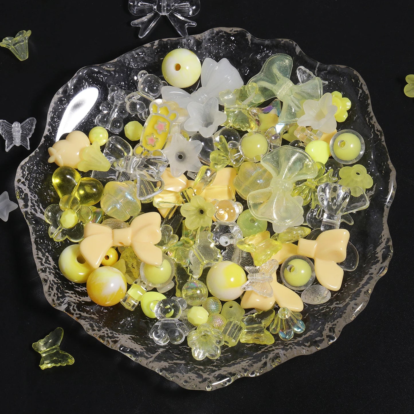 250g Cute Assorted Acrylic Beads Random Style Flower Butterfly Heart Beads for DIY Mobile Phone Chains Bracelets Jewelry Making 50g