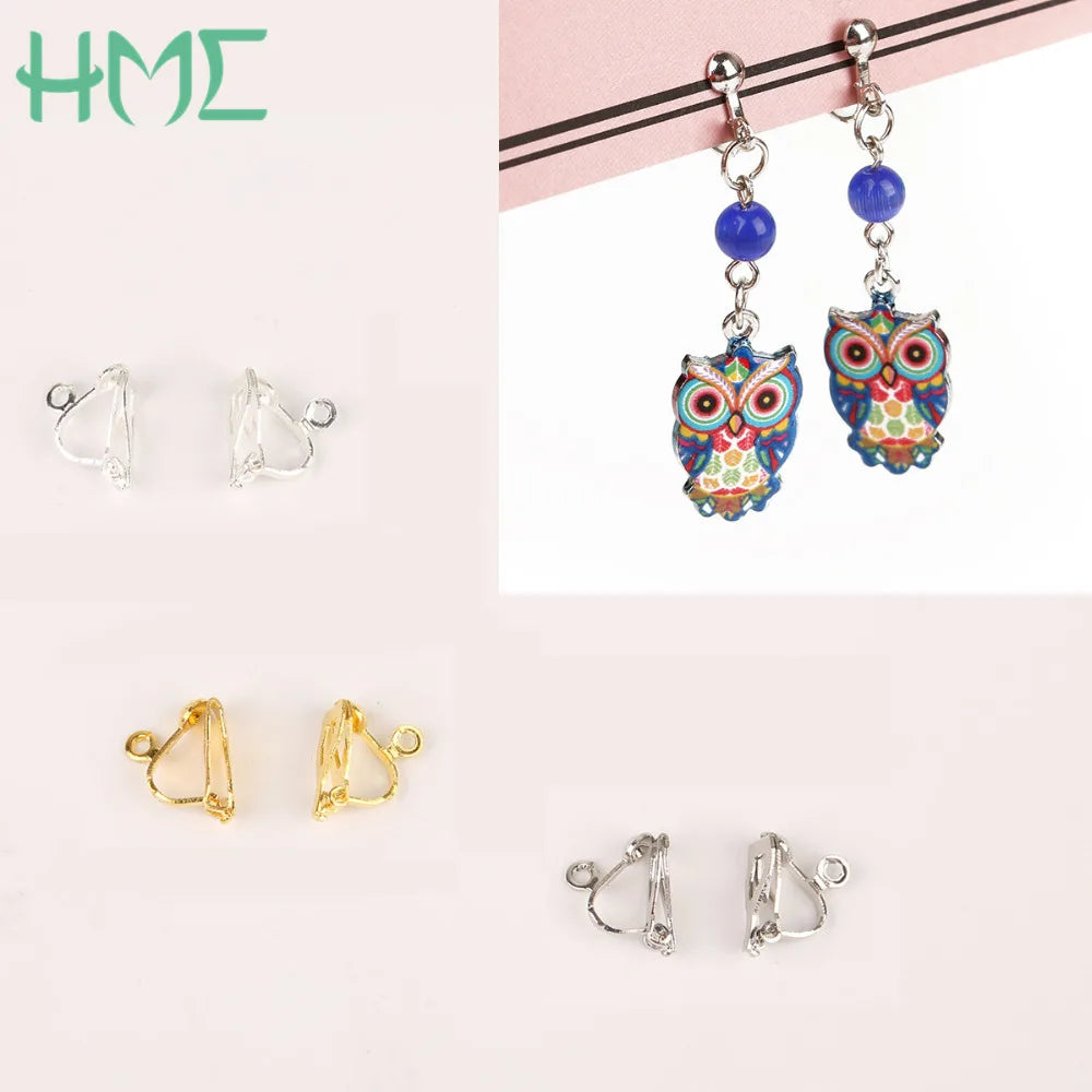 Different 4-20pcs Gold Color Rhodium Non Piercing Screw Round Ear Clip Earring Hooks For DIY Earring Findings Jewelry Making