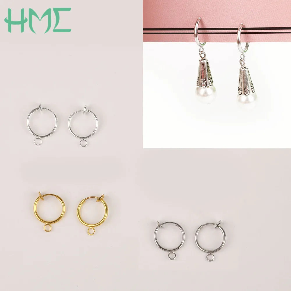 Different 4-20pcs Gold Color Rhodium Non Piercing Screw Round Ear Clip Earring Hooks For DIY Earring Findings Jewelry Making