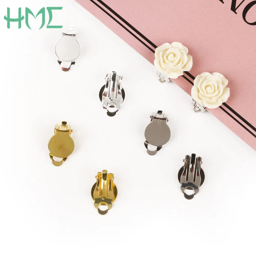 Different 4-20pcs Gold Color Rhodium Non Piercing Screw Round Ear Clip Earring Hooks For DIY Earring Findings Jewelry Making
