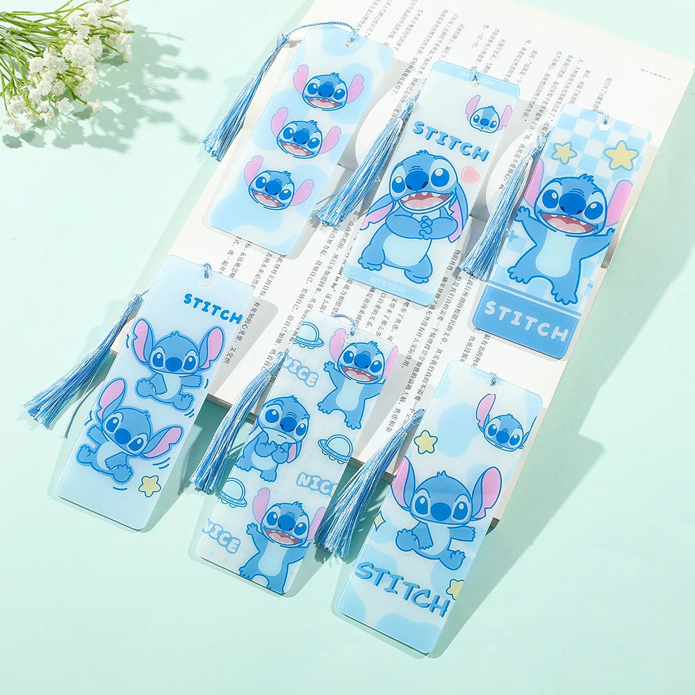 Disney Stitch Bookmarks Anime Girls Collection Acrylic Bookmarks Book Lovers Teachers Friends Reading Markers Kids Toys