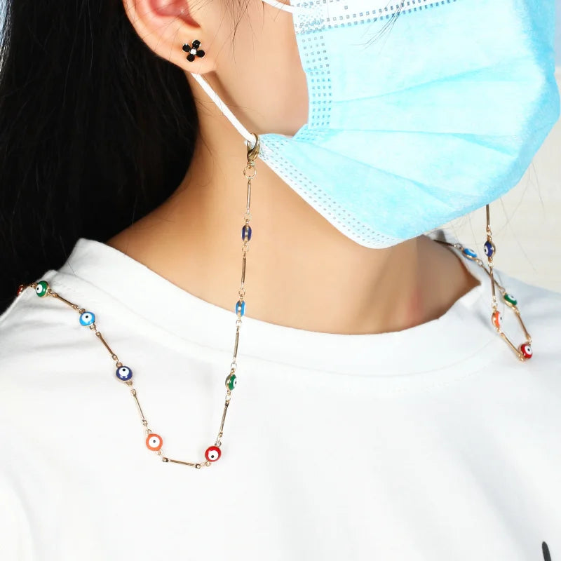 Fashion 6 Piece Set Women Glasses Chains Holder Cord Metal Acrylic Eyeglass Chain Anti-Drop Face-Mask Strap Sunglasses Lanyard