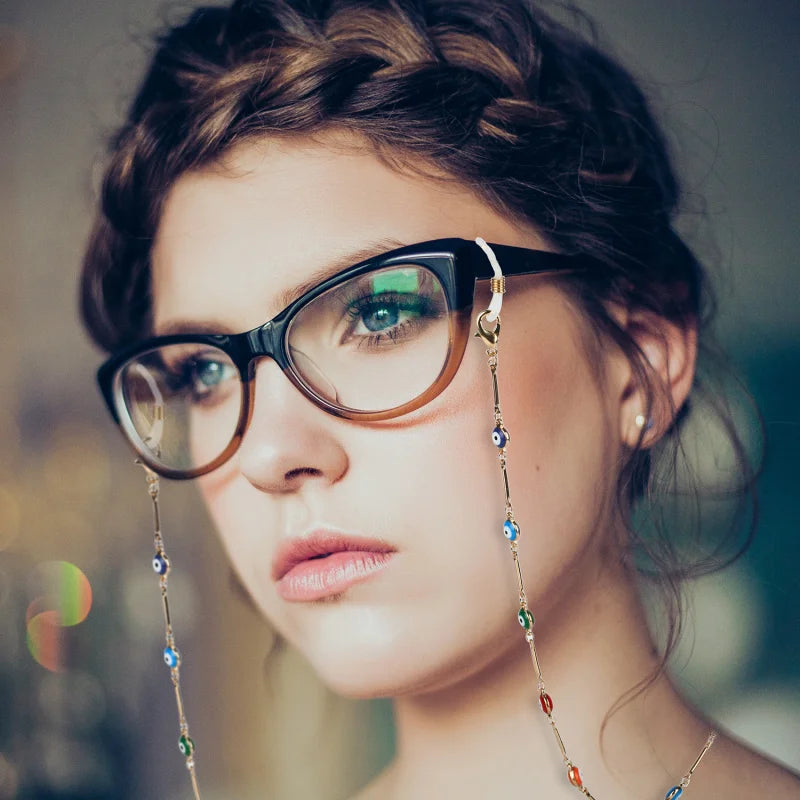 Fashion 6 Piece Set Women Glasses Chains Holder Cord Metal Acrylic Eyeglass Chain Anti-Drop Face-Mask Strap Sunglasses Lanyard