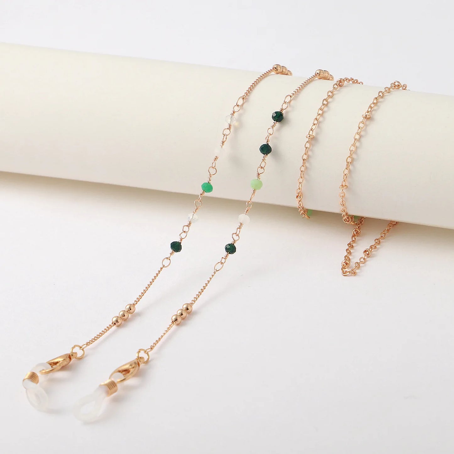 Fashion Metal Glasses Hanging Rope Acrylic Round Beaded Sunglass Lanyard Cord Women Anti-Drop Reading Eyeglasses Chain Strap