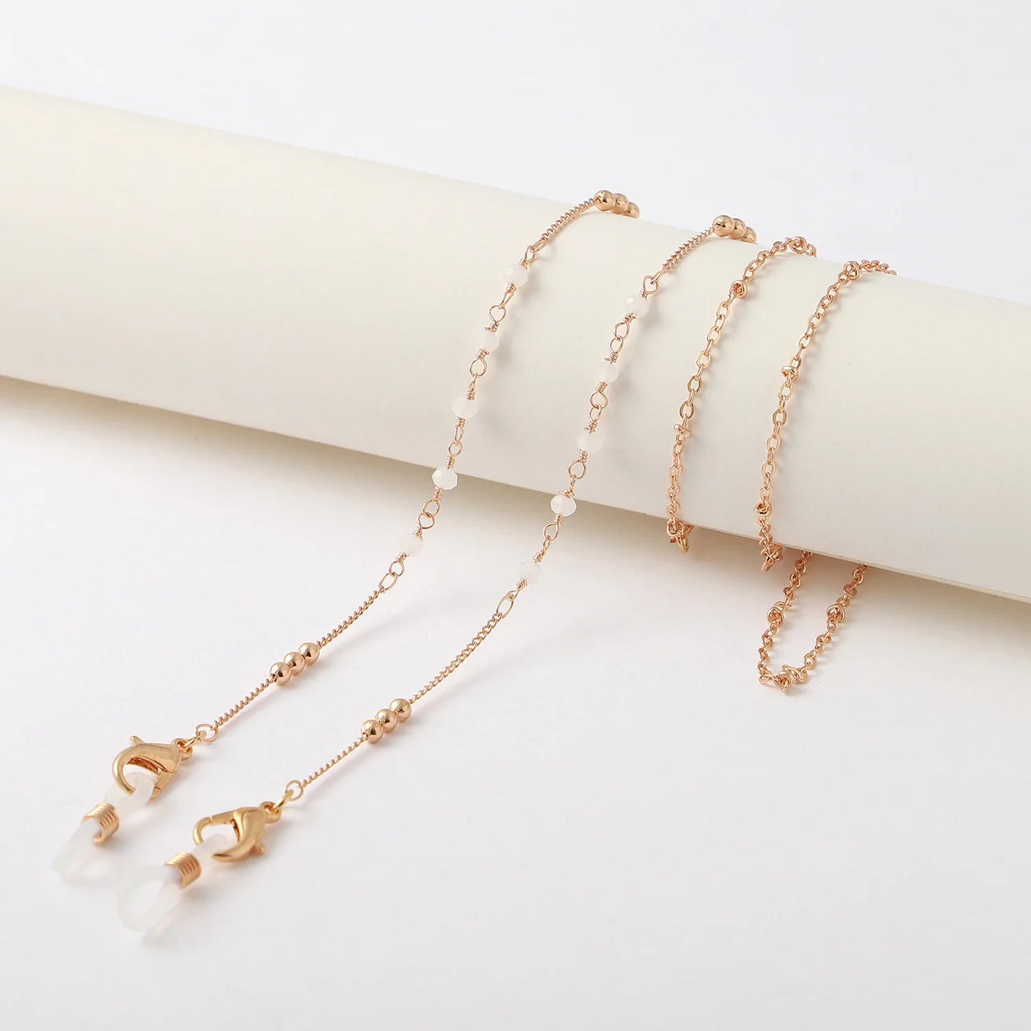 Fashion Metal Glasses Hanging Rope Acrylic Round Beaded Sunglass Lanyard Cord Women Anti-Drop Reading Eyeglasses Chain Strap