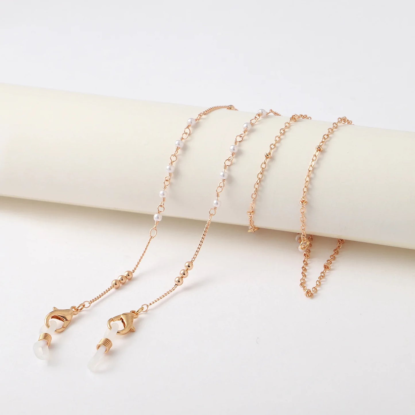 Fashion Metal Glasses Hanging Rope Acrylic Round Beaded Sunglass Lanyard Cord Women Anti-Drop Reading Eyeglasses Chain Strap
