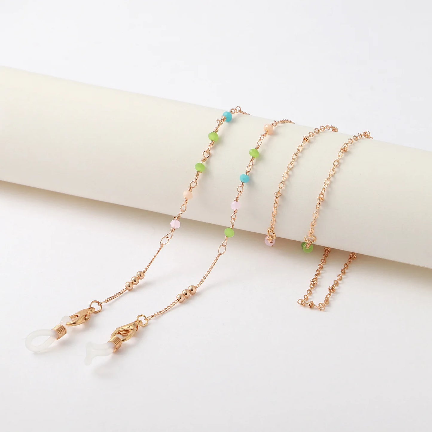 Fashion Metal Glasses Hanging Rope Acrylic Round Beaded Sunglass Lanyard Cord Women Anti-Drop Reading Eyeglasses Chain Strap