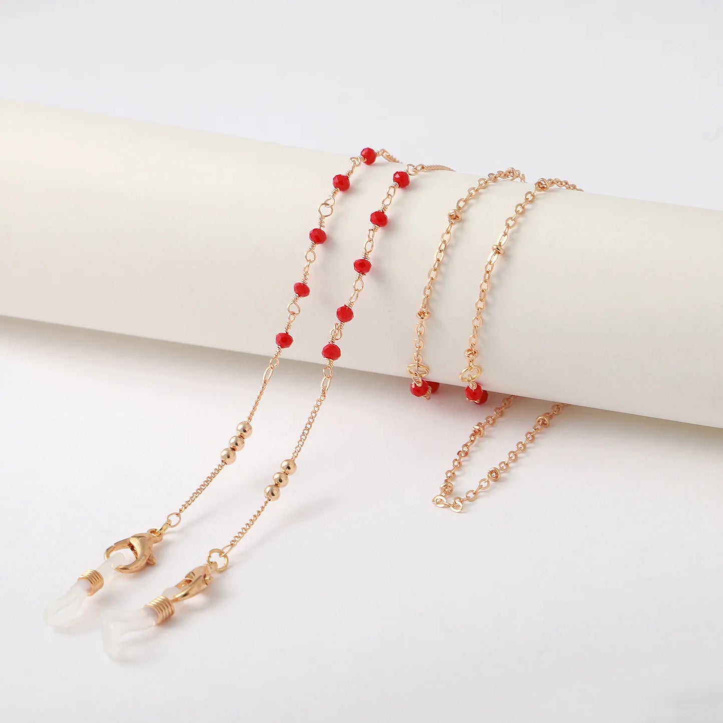Fashion Metal Glasses Hanging Rope Acrylic Round Beaded Sunglass Lanyard Cord Women Anti-Drop Reading Eyeglasses Chain Strap