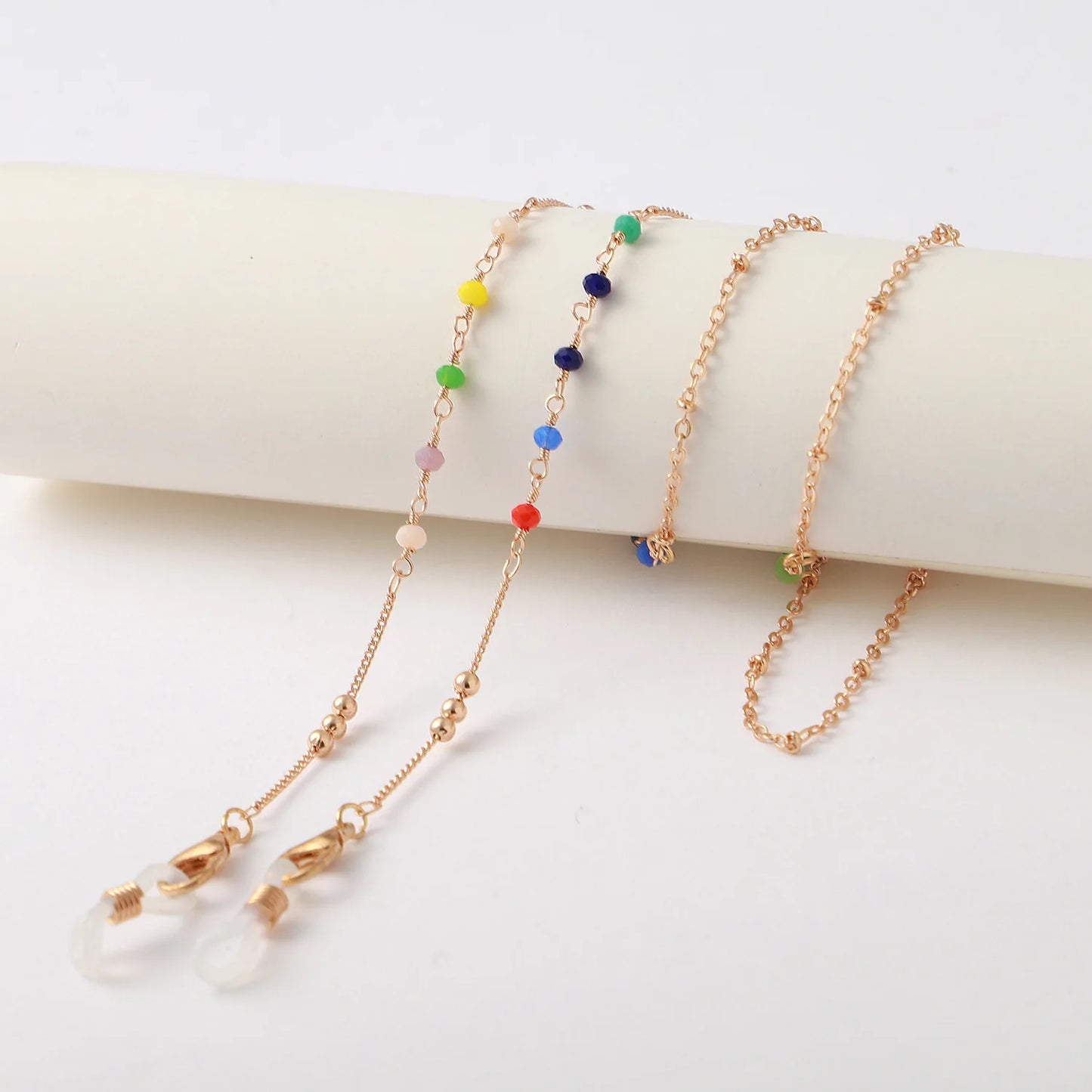 Fashion Metal Glasses Hanging Rope Acrylic Round Beaded Sunglass Lanyard Cord Women Anti-Drop Reading Eyeglasses Chain Strap