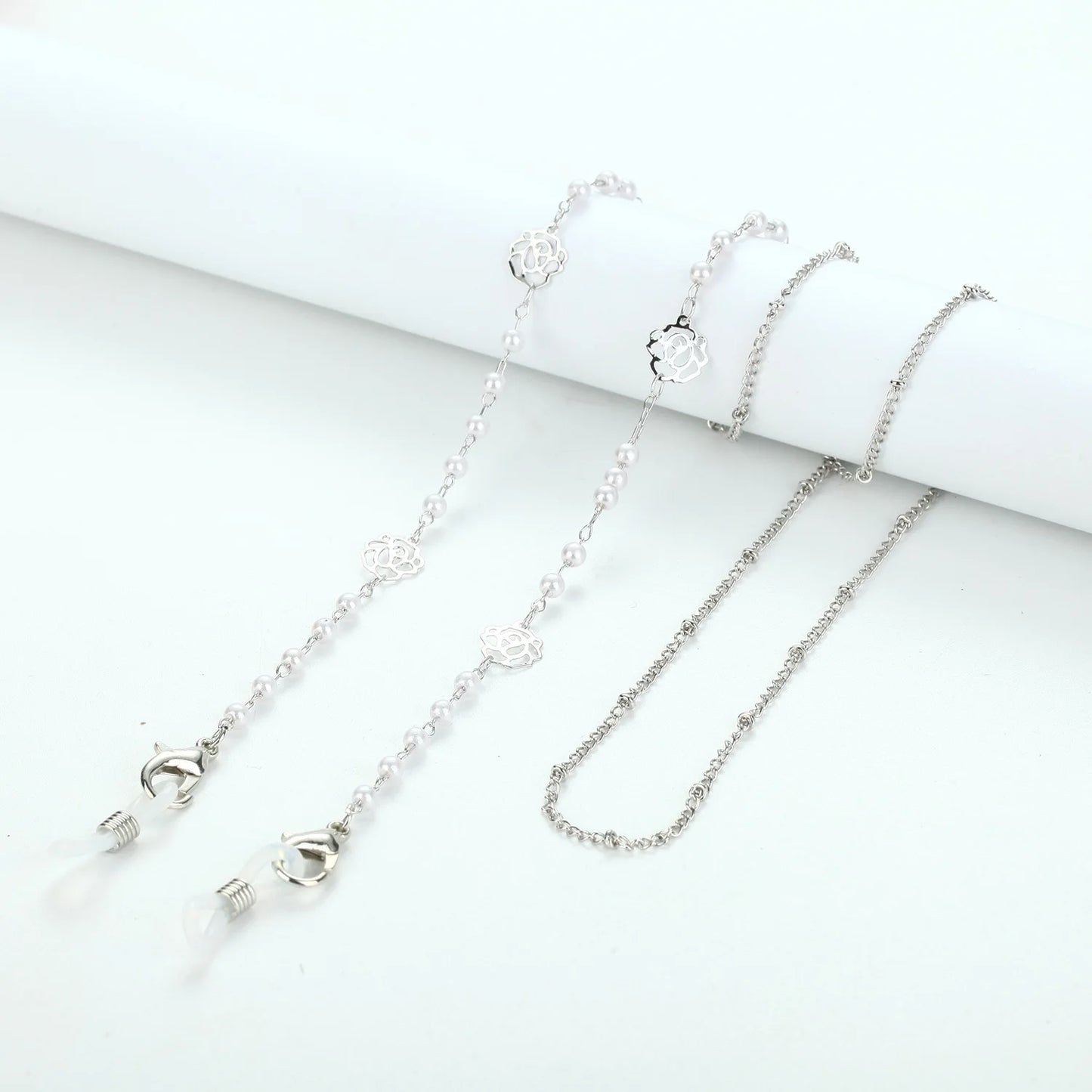 Fashion Metal Pearl Glasses Chain Silver Color Pentagram Round Piece Sunglass Holder Rope Non-Slip Eyeglasses Lanyard Cord Strap
