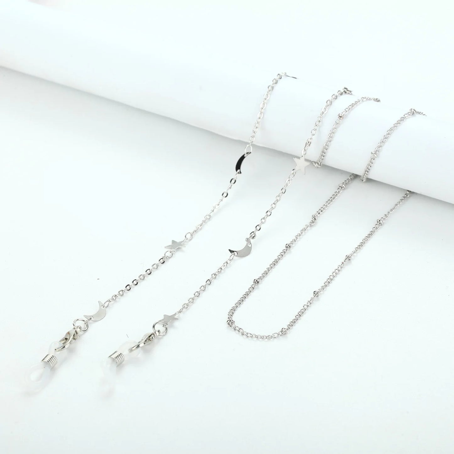 Fashion Metal Pearl Glasses Chain Silver Color Pentagram Round Piece Sunglass Holder Rope Non-Slip Eyeglasses Lanyard Cord Strap