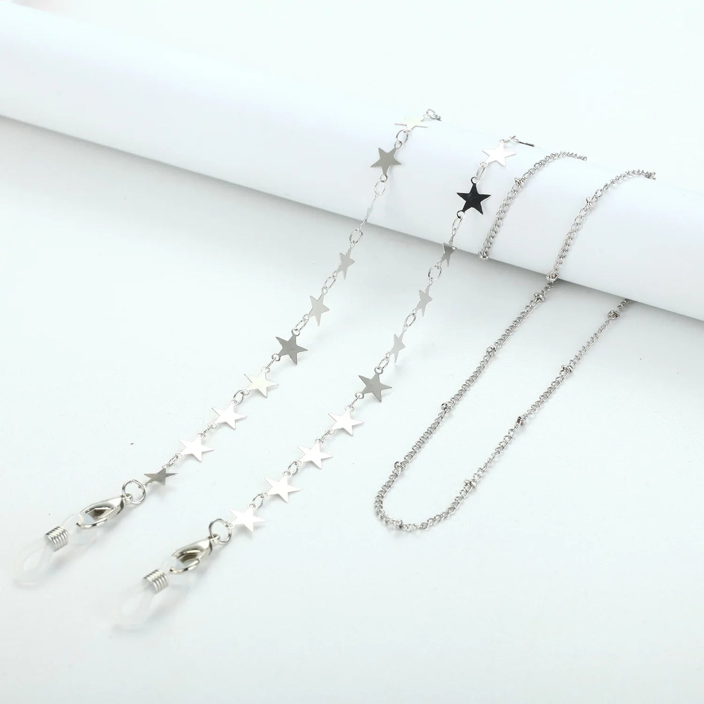 Fashion Metal Pearl Glasses Chain Silver Color Pentagram Round Piece Sunglass Holder Rope Non-Slip Eyeglasses Lanyard Cord Strap