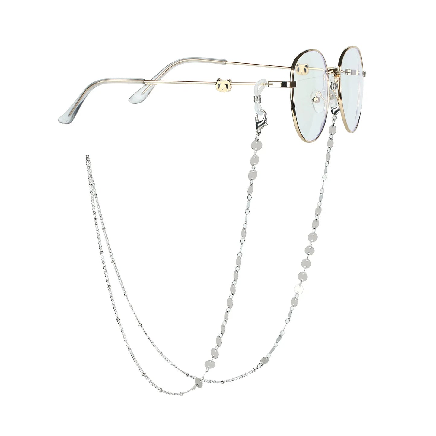 Fashion Metal Pearl Glasses Chain Silver Color Pentagram Round Piece Sunglass Holder Rope Non-Slip Eyeglasses Lanyard Cord Strap