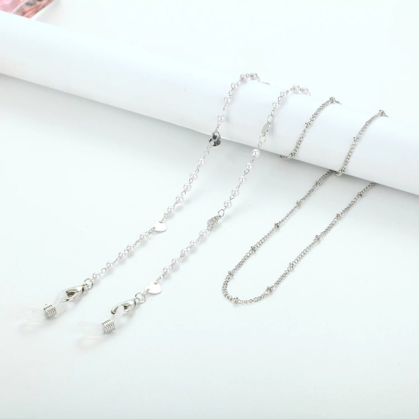 Fashion Metal Pearl Glasses Chain Silver Color Pentagram Round Piece Sunglass Holder Rope Non-Slip Eyeglasses Lanyard Cord Strap