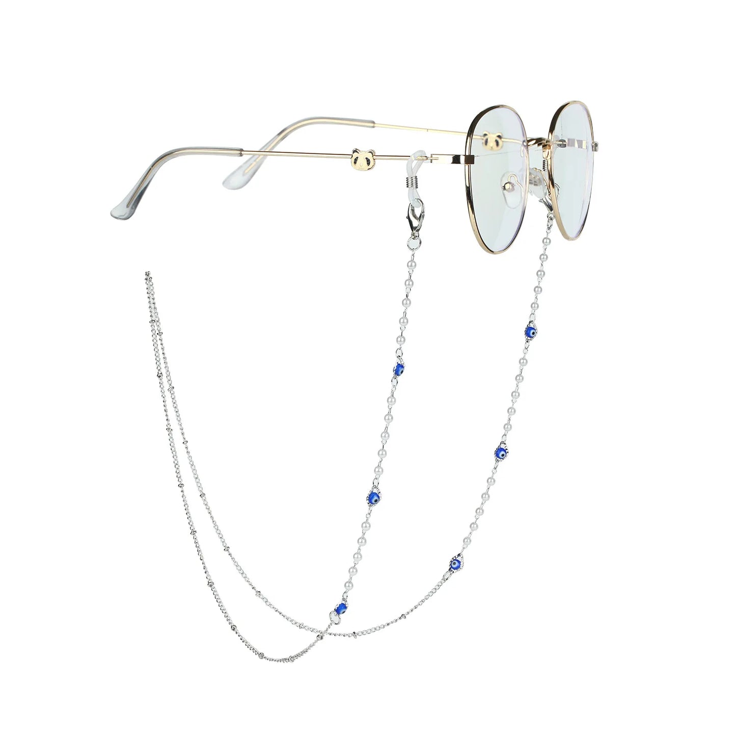 Fashion Metal Pearl Glasses Chain Silver Color Pentagram Round Piece Sunglass Holder Rope Non-Slip Eyeglasses Lanyard Cord Strap