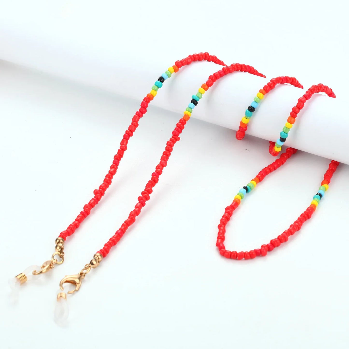 Fashion Rice Beads Glasses Chain Necklace Colorful Acrylic Eyewear Lanyard Reading Anti-Slip Sunglass Holder Cord Women Jewelry