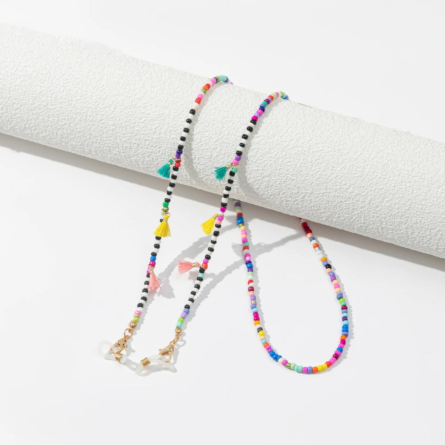 Fashion Tassel Acrylic Glasses Lanyard Strap Bohemian Rice Beads Eyewear Chain Neck Cord Anti-Slip Reading Sunglass Holder Rope