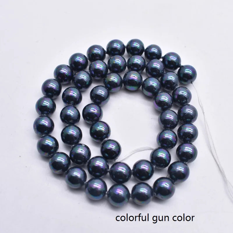 Natural Shell Painted Colors 8mm 50pcs/lot White Round Loose Beads For Jewelry Findings Bracelet Necklace Craft DIY Shell pearl