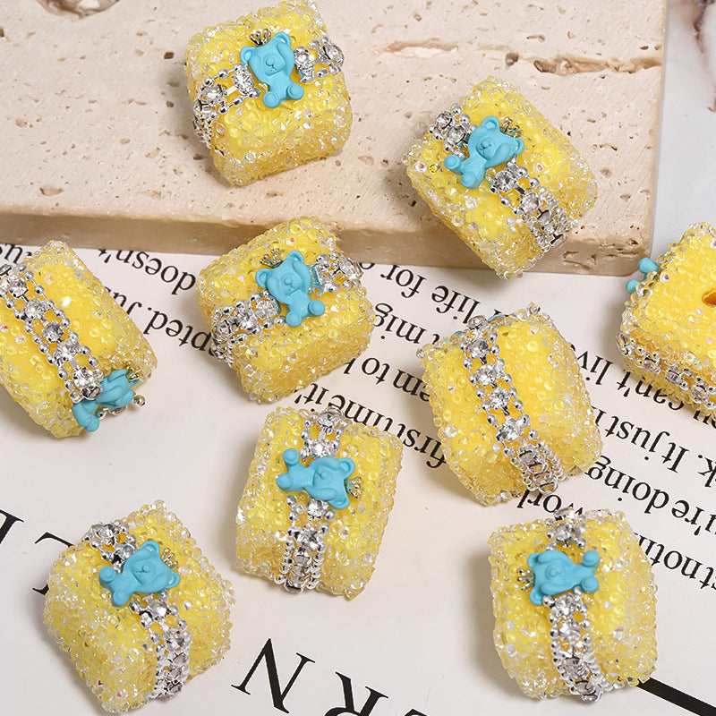 Colorful full diamond sugar beaded crown Bear diamond ball straight hole acrylic beads diy accessories