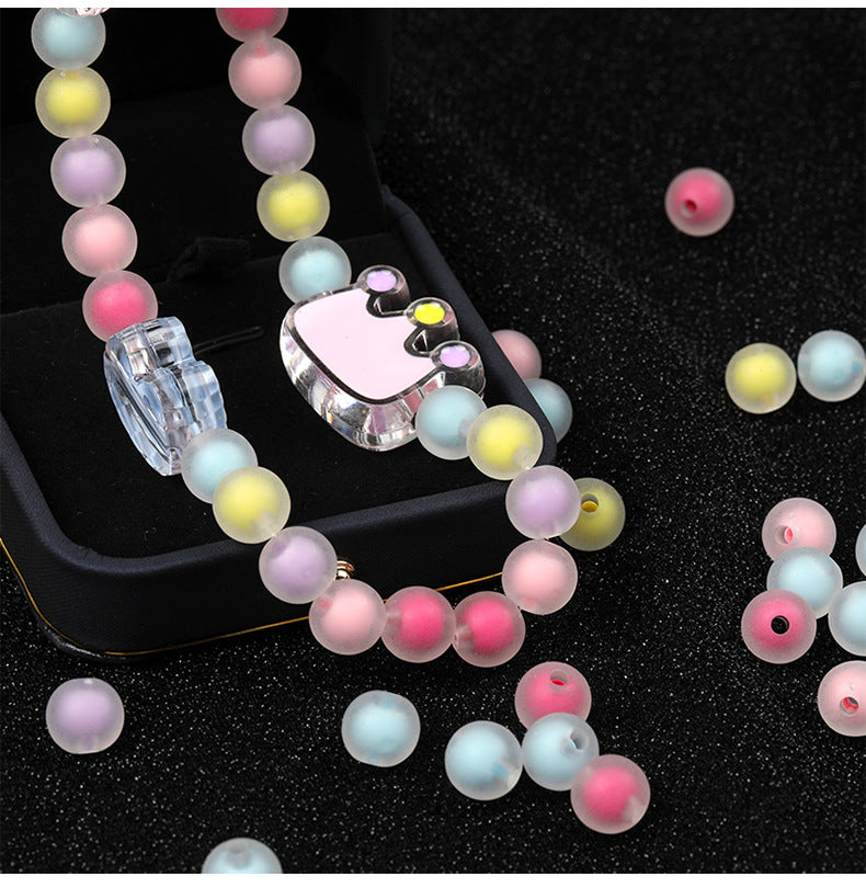 亚克力磨砂散珠通孔圆珠饰品配件发绳手机链串珠diy材料珠子批发