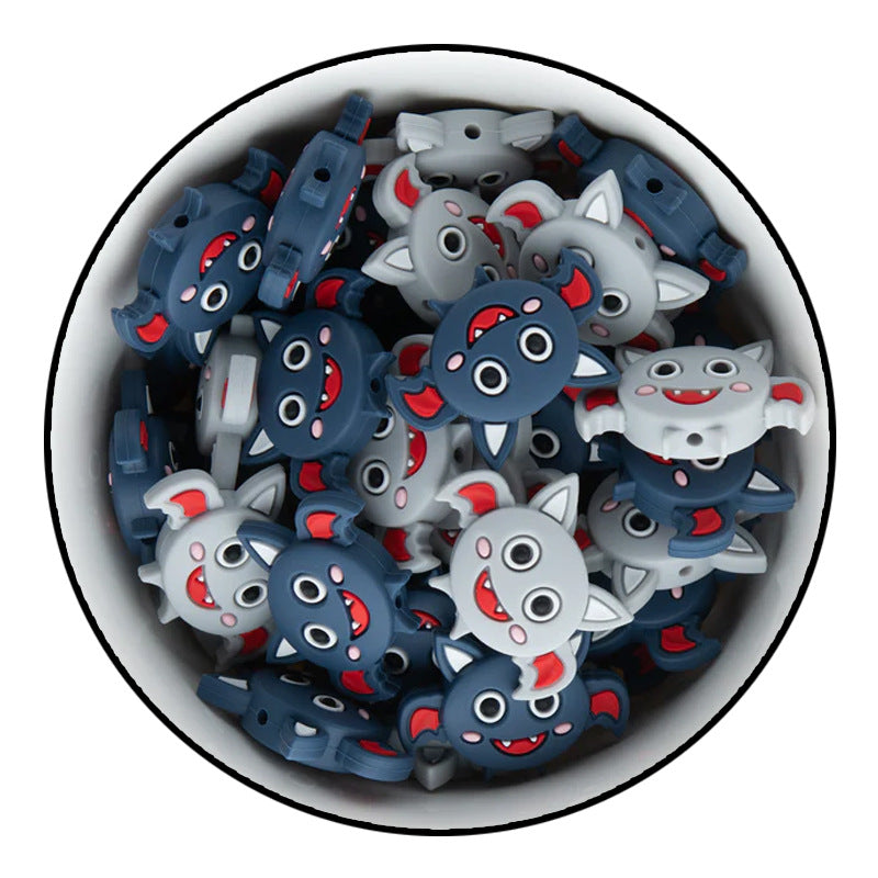 Europe and the United States Halloween pumpkin silicone beads cartoon bat loose beads jewelry accessories cartoon ghost silicone beads wholesale